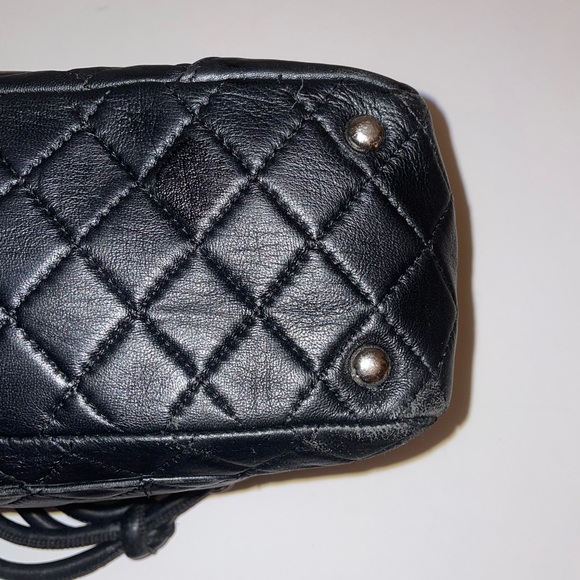 Black Calfskin Quilted Small Cambon Bowler Silver Hardware (Pink Interior) - Picture 7 of 7